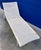Vintage outdoor adjustable pool chaise lounge with wheels and adjustable upper headrest. Mesh upholstery and powder coated...