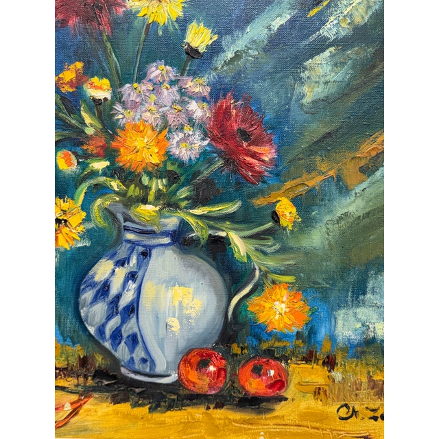 French Still Life Oil Painting "Flower Vase" Original Art For Sale - Image 3 of 7