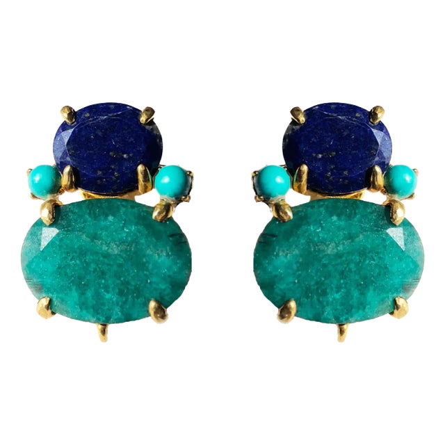 Agnes Studs, Dark Blue, Clip On For Sale