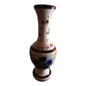 Mexican Hand Painted Ceramic Tonala Fluted Vase