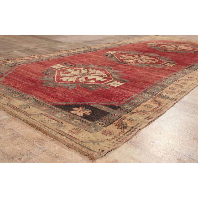Red Vintage Turkish Oushak Rug, 05'03 X 12'00 For Sale - Image 8 of 10