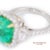 Gia 18k (750) White Gold Natural Colombian Emerald and Natural Diamond Ring, Size 6 For Sale - Image 9 of 12