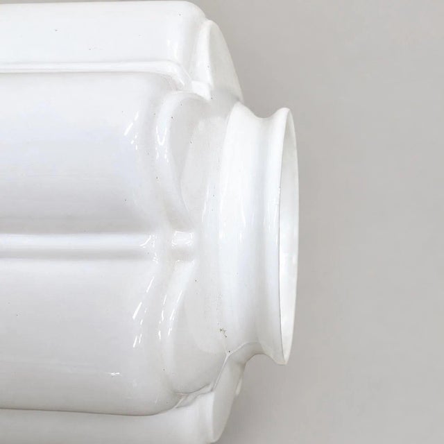 Art Deco Skyscraper Milk Glass Pendant Light, Large 22" Hardwired Ceiling Fixture New Wiring For Sale - Image 4 of 16