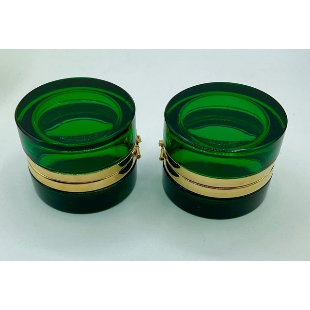 Green Green Bohemian Crystal Boxes, 1920s For Sale - Image 8 of 8