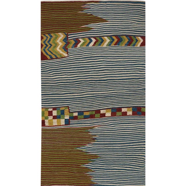 Handwoven Scandinavian Style Persian Kilim Area Rug - 3'8" × 6′7″ For Sale