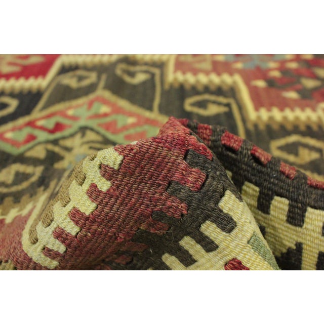 1960s Rustic Style Cappadocia Handmade Anatolian Geometric Wool Turkish Kilim Rug For Sale - Image 10 of 11
