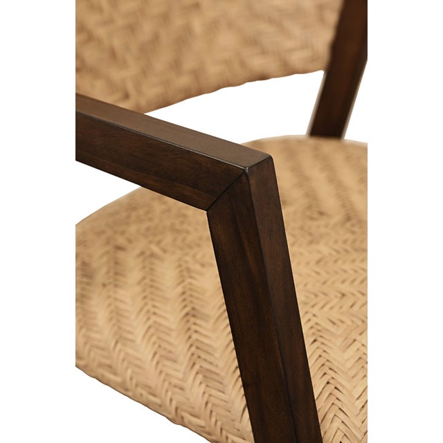 Matthew Izzo Home Walter Round Back Woven Rattan Dining Chair With Dark Wood Frame For Sale In New York - Image 6 of 10