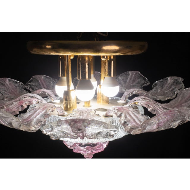 Pink Murano Glass Leave Ceiling Light or Chandelier, 1970s For Sale - Image 11 of 12