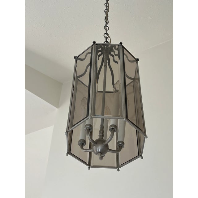 1970’s Chrome and Glass Entryway Chandelier For Sale - Image 4 of 10