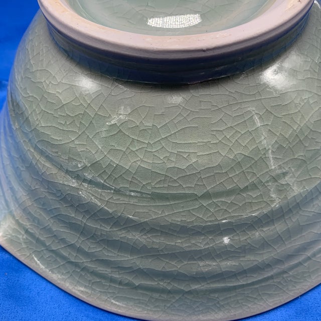 Ceramic Vintage Green Pottery Bowl, With Four Pour Spouts. For Sale - Image 7 of 12