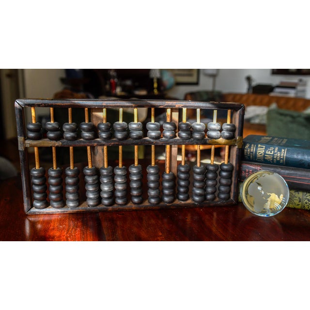 Chinese Large Vintage Chinese Wooden Abacus With Metal Accidents For Sale - Image 3 of 16