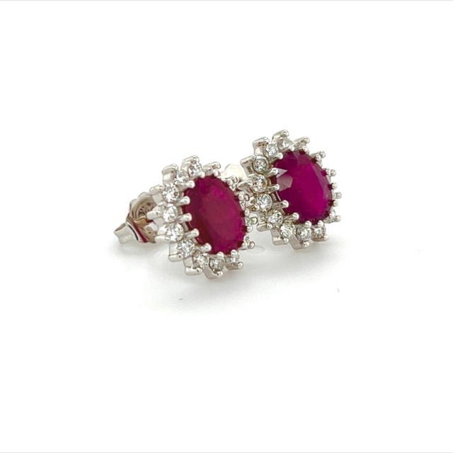 Natural Ruby Diamond Earrings 14k Gold 4.04 TCW Certified For Sale - Image 9 of 11