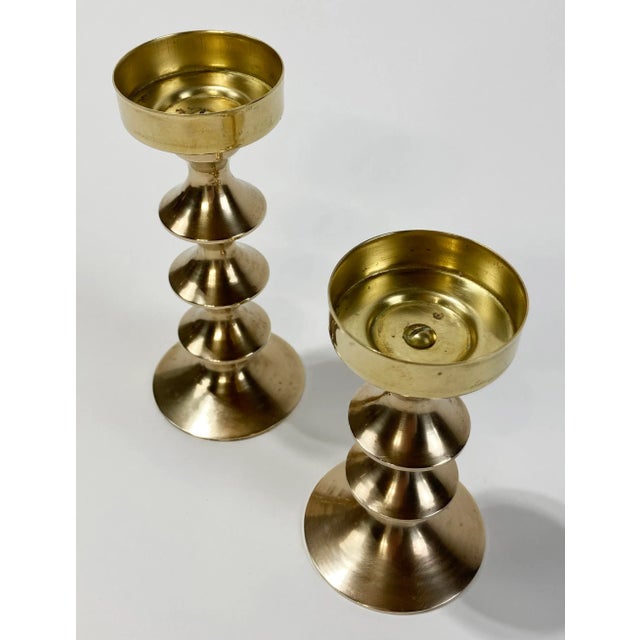 Late 20th Century Mid-Century Modern Brass Votive Candle Holders, a Pair For Sale - Image 4 of 4
