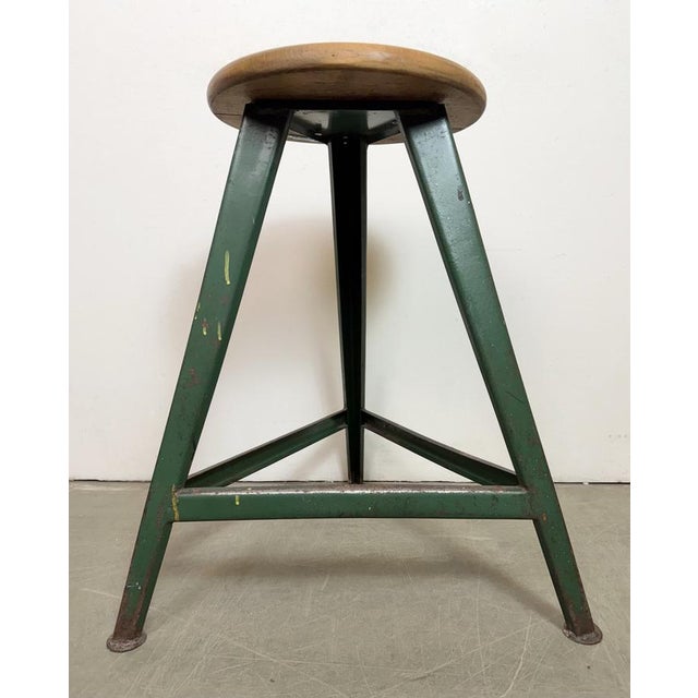 Industrial Green Workshop Stool, 1960s For Sale - Image 16 of 17