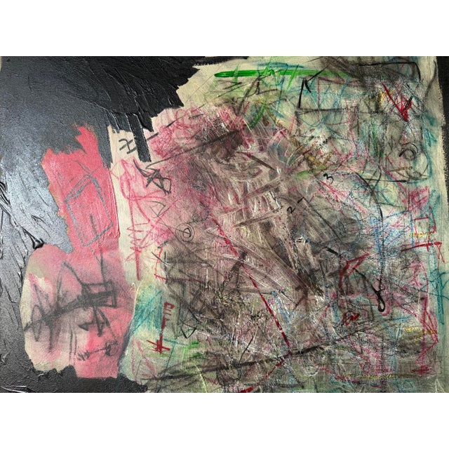 Black 1960’s Vintage Expressionist Abstract Acrylic on Canvas Painting – Signed For Sale - Image 8 of 12