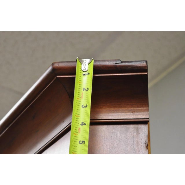 Antique Colonial Primitive Cherry Wood Glass Front Corner China Cabinet Cupboard For Sale - Image 12 of 18