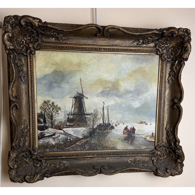 Jentje Van Der Sloot, Winter Landscape, 1960s, Oil on Panel For Sale - Image 6 of 7