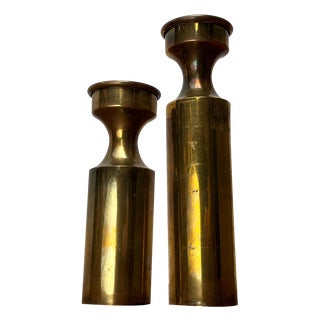 Mid-Century Danish Brass Candleholders from Boyes Metalkunst, 1960s, Set of 2 For Sale