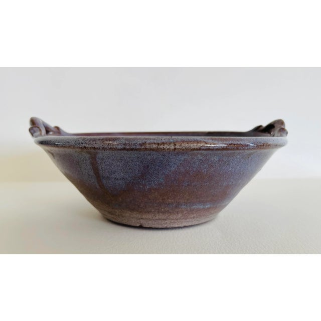 Woburn Studio Art Pottery English Hand Crafted Handled Round Bowl. Measures 9”W x 3”H. Marked underneath. Excellent...