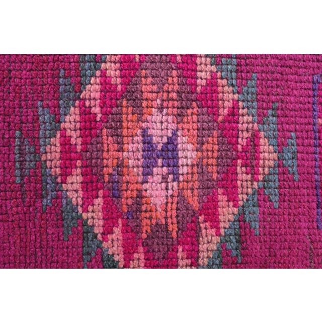 Textile Vintage Turkish Oushak Handmade Wool Cotton Purple Runner Rug For Sale - Image 7 of 10