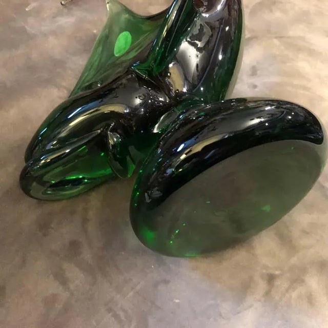 Glass 1970s Italian Modern Green and Red Murano Glass Shark For Sale - Image 7 of 12
