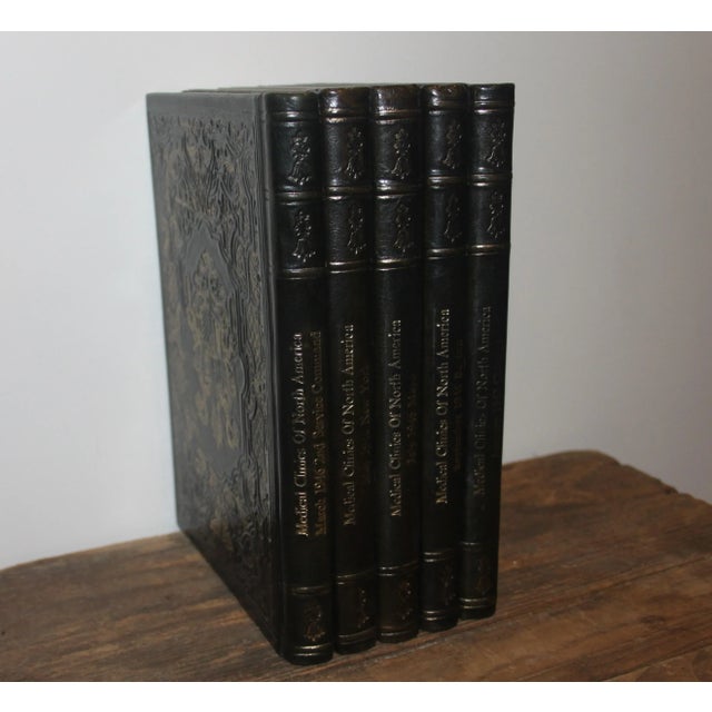 Traditional Leather Bound Medical Journals - Set of 5 For Sale - Image 3 of 3