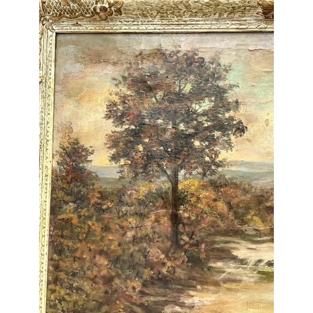 Vintage Original Landscape Oil Painting on Canvas For Sale In West Palm - Image 6 of 12
