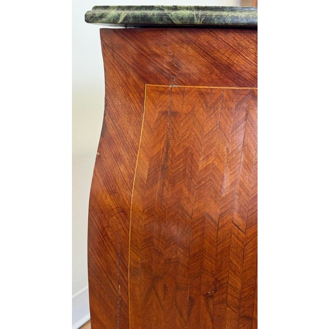 Vintage French Louis XV Style Marble Top Commode Bombe Chest For Sale - Image 10 of 18