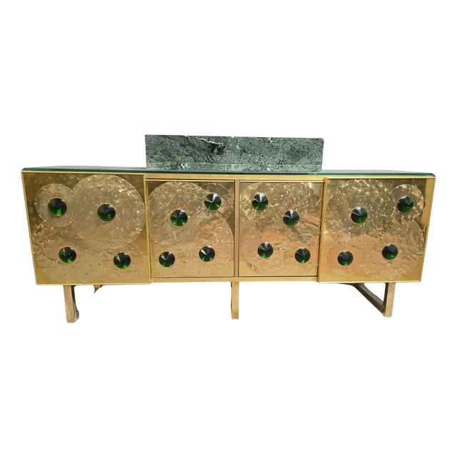Brass Vanity Table with Murano Glass Inlays and Marble Sink from Justfurnituress SRL For Sale