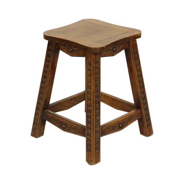 Vintage Wood Stool, 1950s For Sale - Image 4 of 16