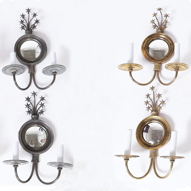 Pair of Mirrored Wall Sconces With Stars For Sale - Image 9 of 10