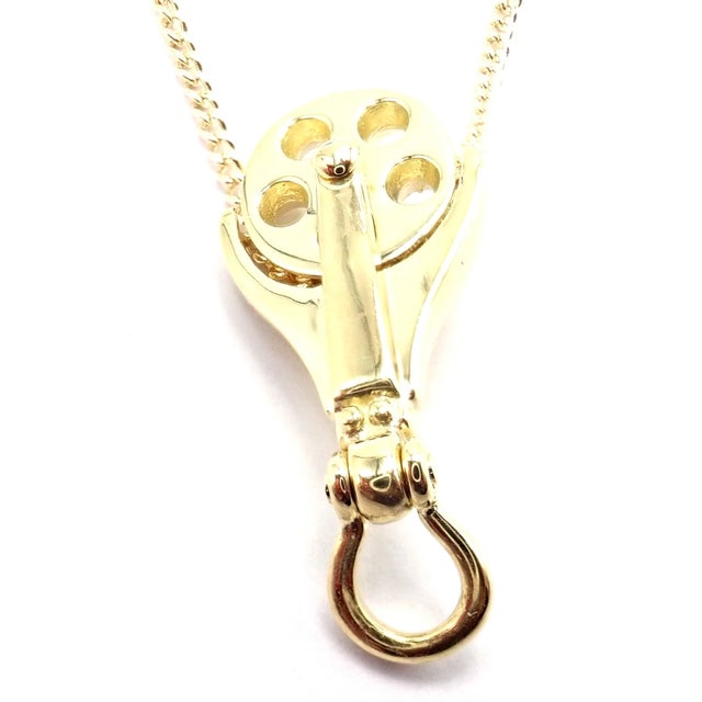 Vintage Tiffany & Co. Ralph Lauren Yellow Gold Pulley Pendant Necklace For Sale - Image 14 of 14
