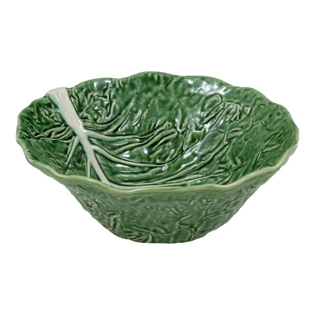 Bordallo Pinheiro Cabbage Deep Salad Bowl 118 oz, Green For Sale