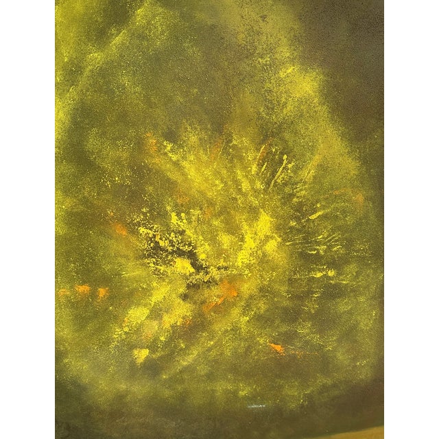 Mid-Century Modern Mid-Century Abstract Painting on Canvas in Green, Signed For Sale - Image 3 of 7