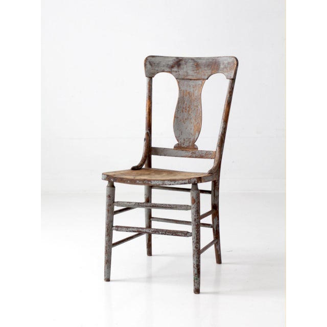 Farmhouse Antique 19th Century Painted Lyre Back Chair For Sale - Image 3 of 17
