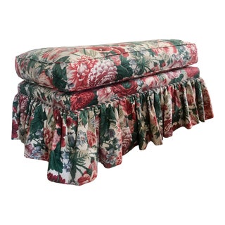 1950s Vintage Chintz Upholstered Ottoman For Sale