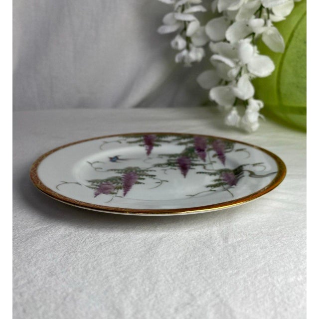 Early 20th Century Early 20th Century Late Meiji Japanese Hand-Painted Wisteria & Swallow Gilt Cabinet Plate For Sale - Image 5 of 8