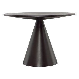 Modern Outdoor Espresso Faux Cement Round Dining Table For Sale