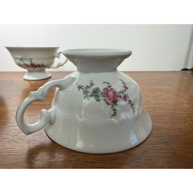 Vintage Wawel Poland Porcelain Tea Cup Saucer Set 5 Floral Gold Trim - 10 Pcs For Sale - Image 12 of 18