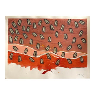 Barbara Beck 2006 Abstract Acrylic Painting on Paper - Signed/Dated/Unframed For Sale