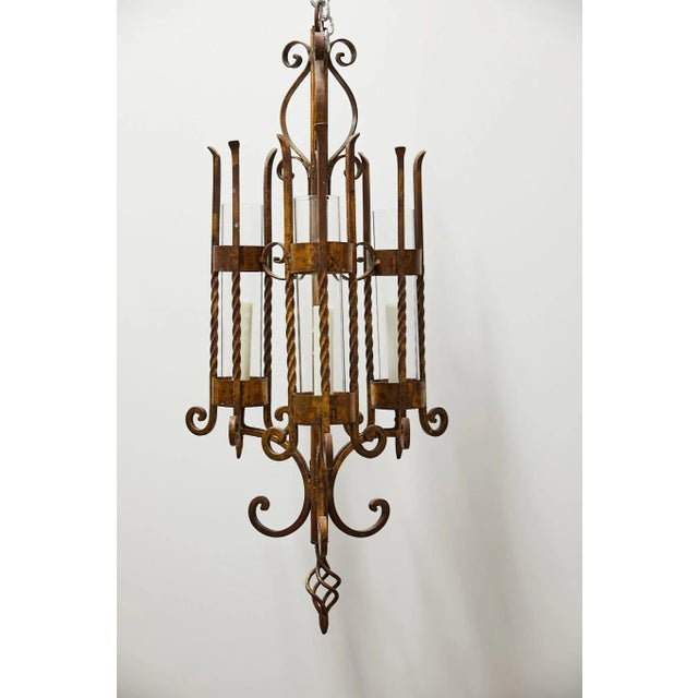 Italian Gilt Iron Three-Arm Chandelier For Sale - Image 12 of 13