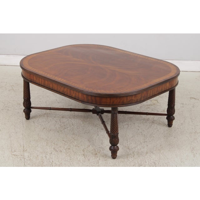 Traditional Henredon Regency Mahogany Inlaid Coffee Table For Sale - Image 3 of 15