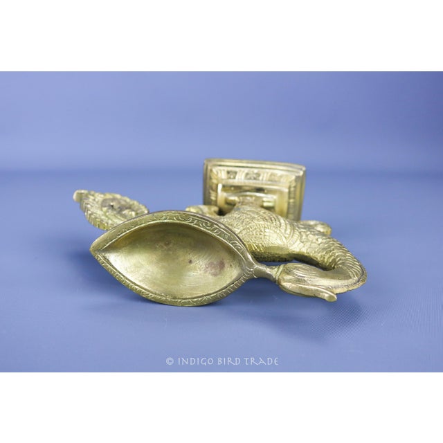 Brass Vintage Brass Peacock Statue Vanity Display Tray For Sale - Image 8 of 9