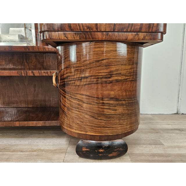 Art Deco Dressing Table in Walnut Burl with Mirror, 1940s For Sale - Image 14 of 18