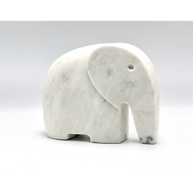 White Postmodern Marble Indian Elephant Figurine, 1990s For Sale - Image 8 of 11