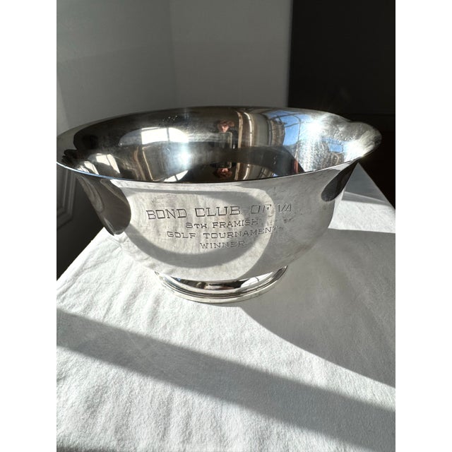 Sterling silver “Paul Revere” reproduction presentation bowl awarded to the winner of the Bond Club of Virginia 8th...