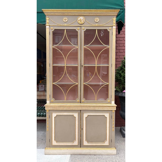 1950s Elegant Mid-Century Hollywood Regency Hand Painted Cabinet For Sale - Image 5 of 11