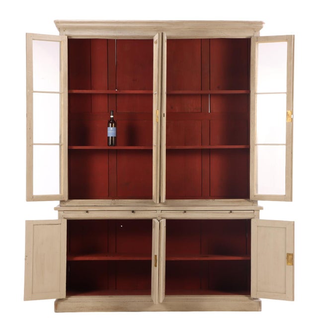 French Provincial 19th Century French Painted Two-Piece Bookcase Cabinet For Sale - Image 3 of 9