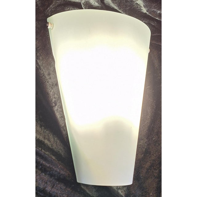 Vintage Wall Lamp with Flat White Glass Shade on Metal Mount, 2000s For Sale - Image 3 of 7