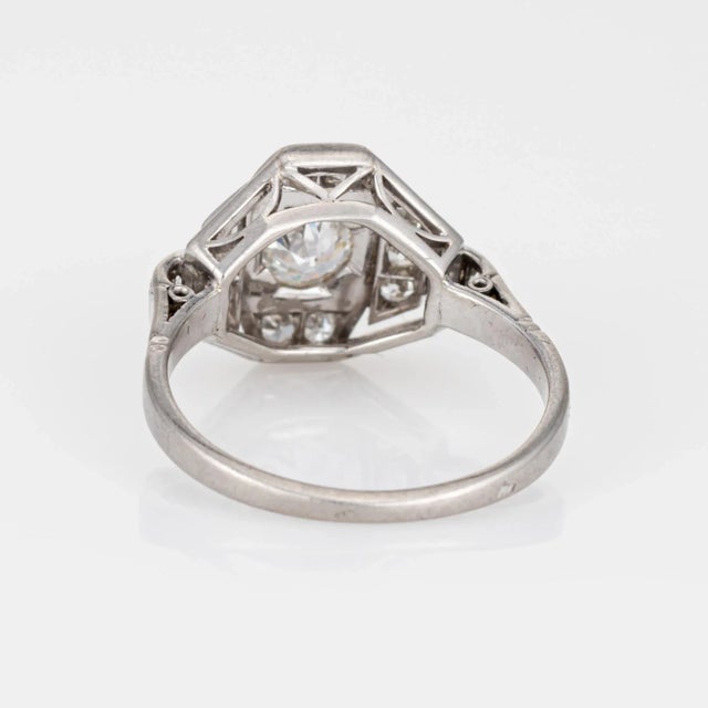 Early 20th Century French Art Deco Diamond Ring Engagement Platinum Sz 6 Vintage Bridal Jewelry For Sale - Image 5 of 6